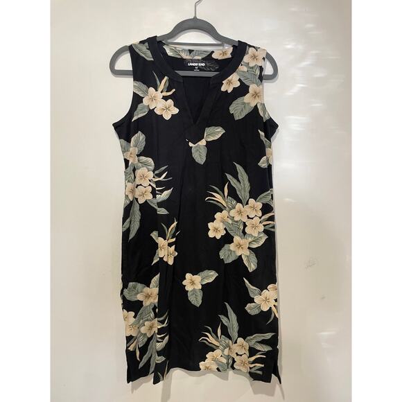 Land's End No Iron Sleeveless Button-Up Shirt Black Plumeria Women's S/P (6-8) - Picture 4 of 7